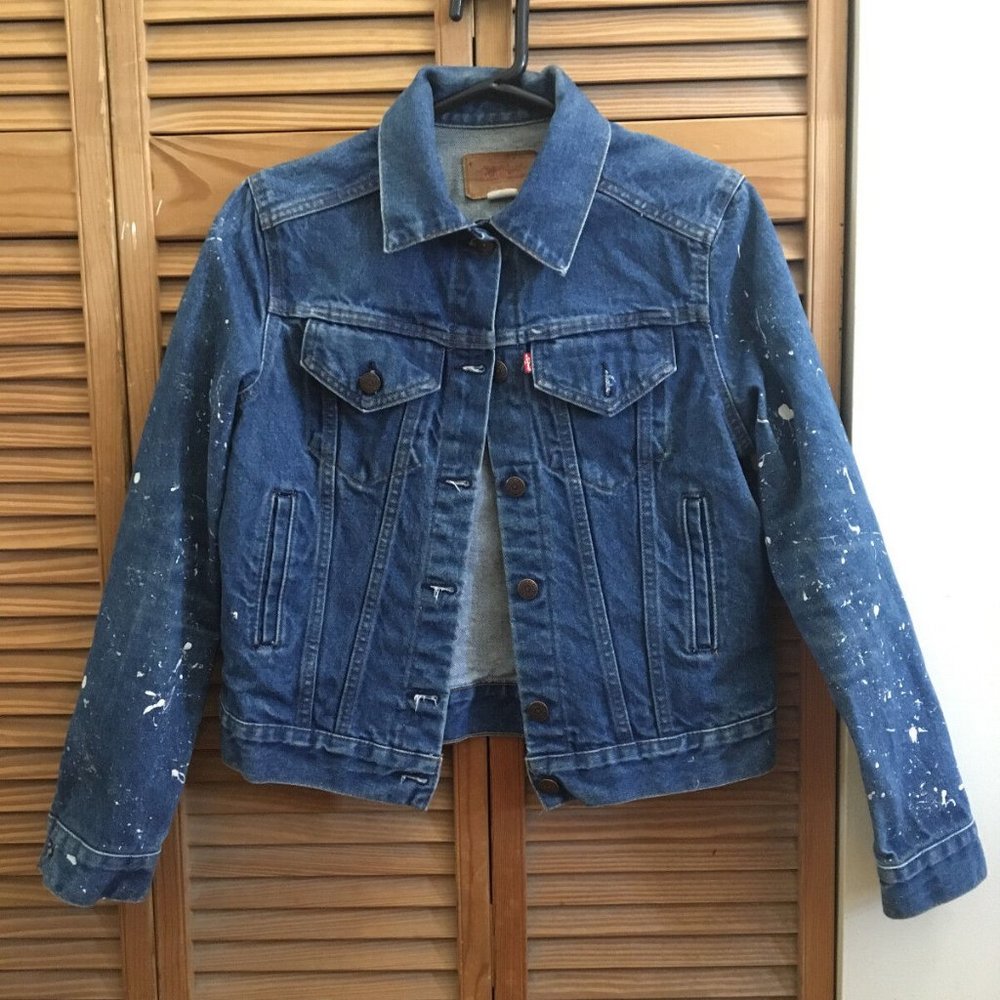 Vintage Levi's Jean Jacket With Hand Painted One Of A Kind Size S